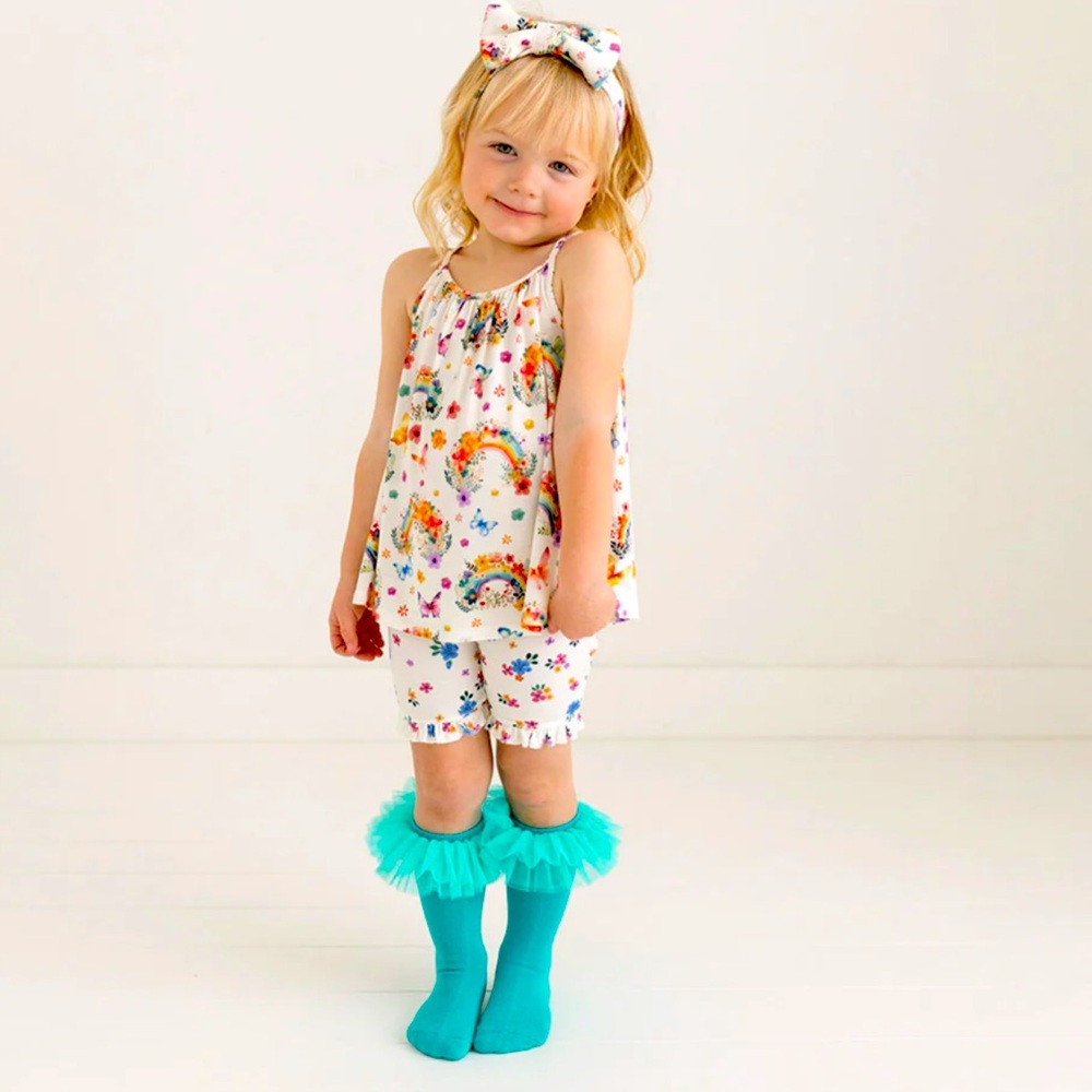 POSH PEANUT ✨Lucky Rainbow 2 piece spaghetti strap set bamboo 10/12 8/9 NWT top